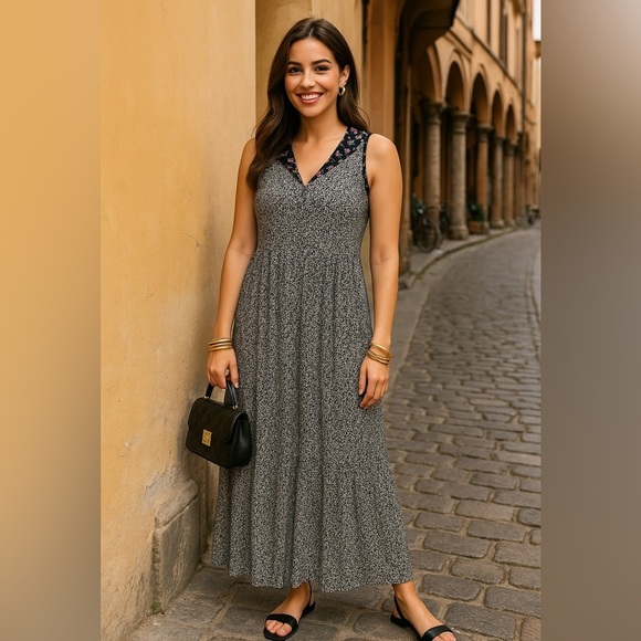 Telfar Dresses & Skirts - TF•LA Black & White Floral Maxi Dress | Boho Chic Italy-Inspired Look | Size L